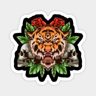 The Wild Tiger with Skull Magnet