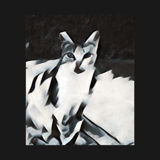 Abstract Black and White Cat Painting T-Shirt