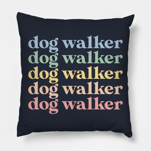 Funny Dog Walker Gift Retro Dog Walker Pillow by kmcollectible