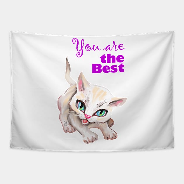 Sweet cute white kitten best friend. Love you cat. Tapestry by Rukki Zukki Art