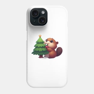 Cute Little Beaver Christmas Illustration Phone Case