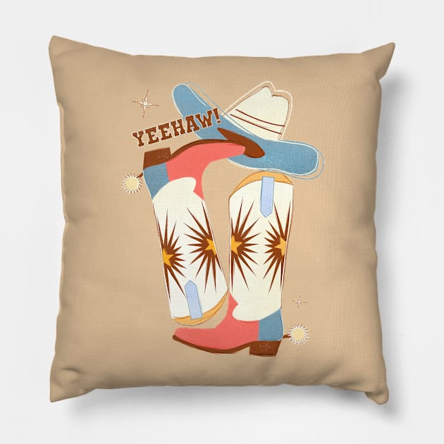 Yeehaw! Cowboy Boots Pillow by showmemars