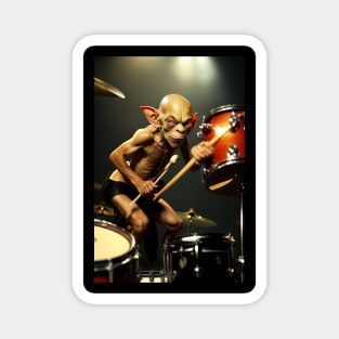 Funny Gollum playing in a heavy metal band graphic design artwork Magnet