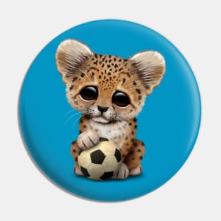 Leopard Cub With Football Soccer Ball Pin