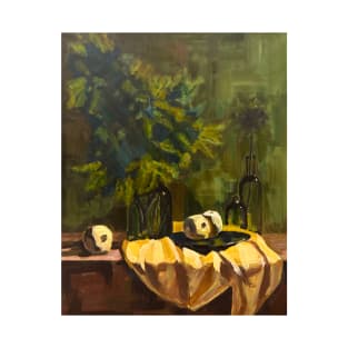 Still life painting "greens and yellows" T-Shirt