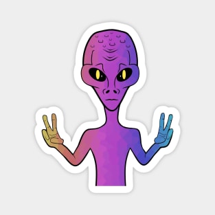 Funny Alien Purple Magnet