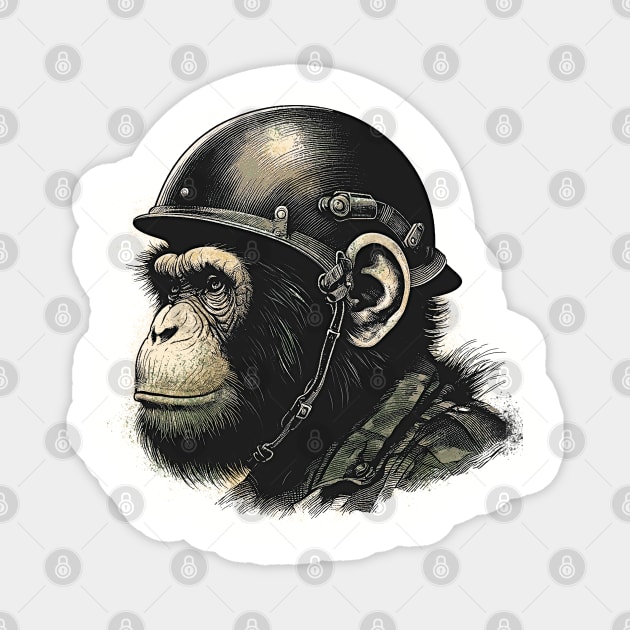 Chimpanzee Motorcycle Rider Magnet by Midcenturydave