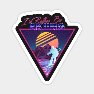 Retro Vaporwave Ski Mountain | I'd Rather Be Skiing | Shirts, Stickers, and More! Magnet