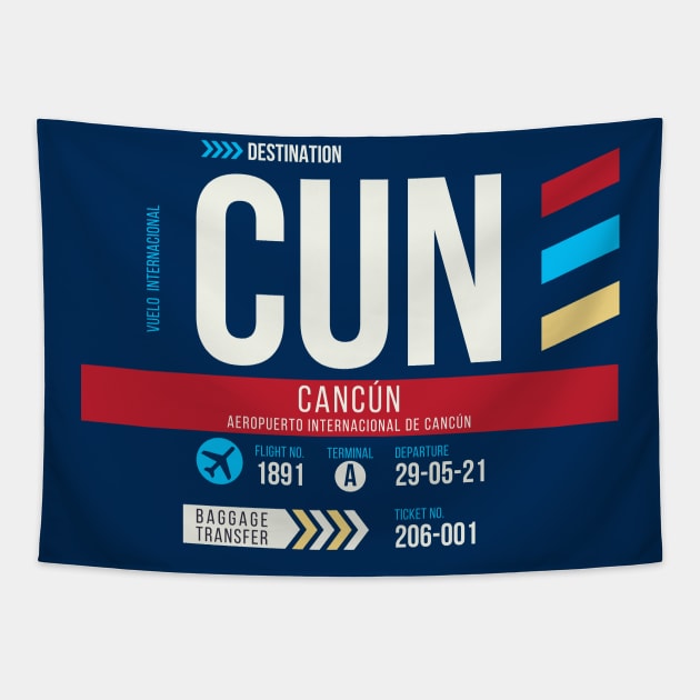 Cancun (CUN) Airport Code Baggage Tag Tapestry by SLAG_Creative