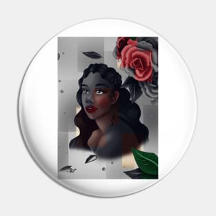 Black Girl with Roses Pin