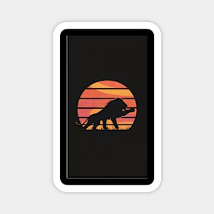 Golden Hour Majesty: The Lion at Sunset Magnet