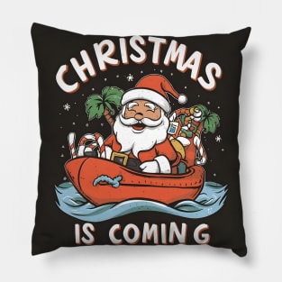 Santa on boat Pillow