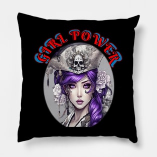 Girl power, purple Asian pirate Pillow