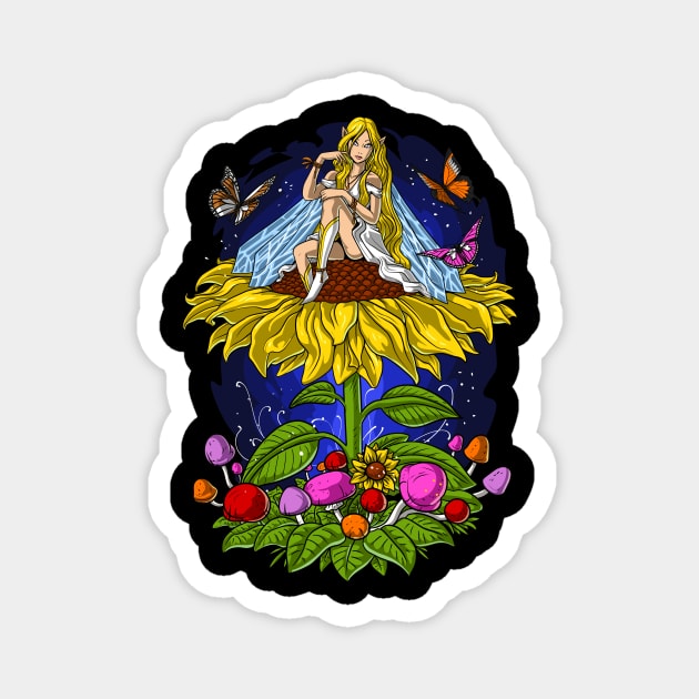 Hippie Sunflower Fairy Magnet by underheaven