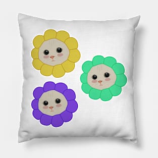 Cute cats with flower accessory Pillow