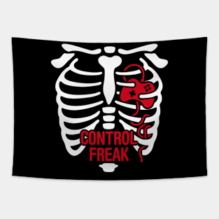 Video Game Control Freak Gaming Gamepad rib cage Halloween Tapestry