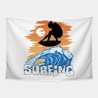 Surfer on a wave. Tapestry