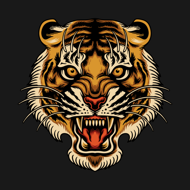 Tattoo tiger head by Abrom Rose