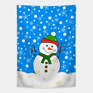 LET It Snow Merry Christmas Snowman Tapestry