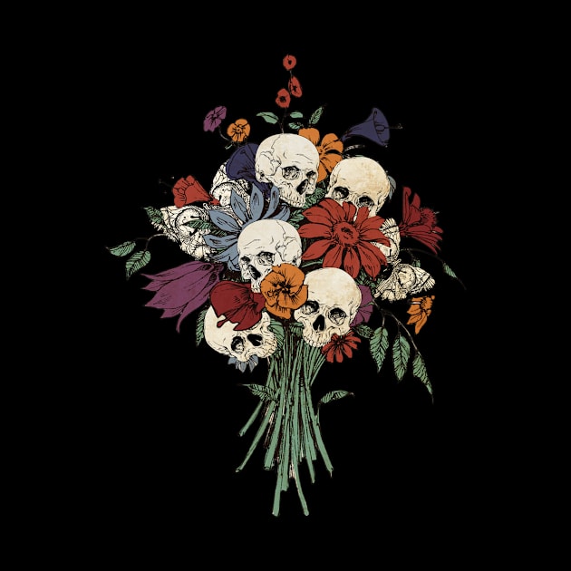 Flowery Creative Skull Halloween T Shirt by SailorDesign