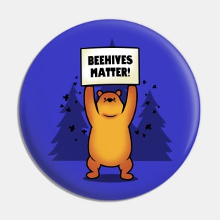 Funny Honey Eating Cute Bear Cartoon BLM Protest Parody Pin