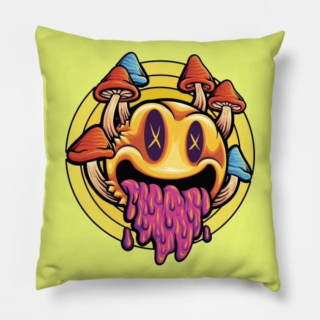 Acid House Happy Hardcore Sunshine Ravers Pillow by RuftupDesigns