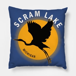 Scram Lake in Michigan Heron Sunrise Pillow