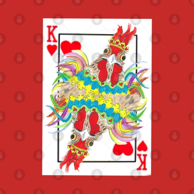 King Of Hearts Rooster playing card by Marjansart 