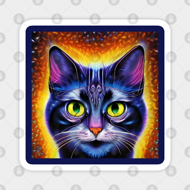 Kosmic Kitty (5) - Trippy Psychedelic Cat Magnet by TheThirdEye