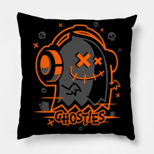 Ghosty Bones Orange Pillow