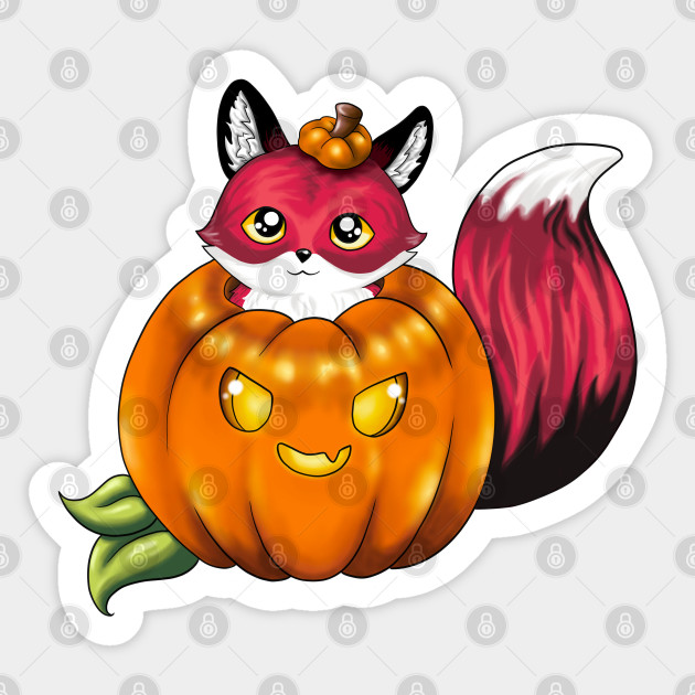 Red Fox In A Pumpkin Jack O Lantern Halloween Fox Gift Sticker Teepublic