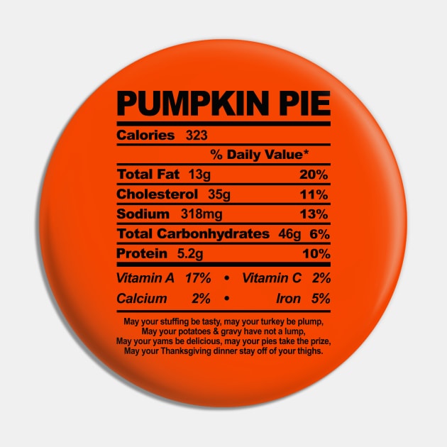 Pumpkin Pie Nutritional Information Thanksgiving Pin by TextTees