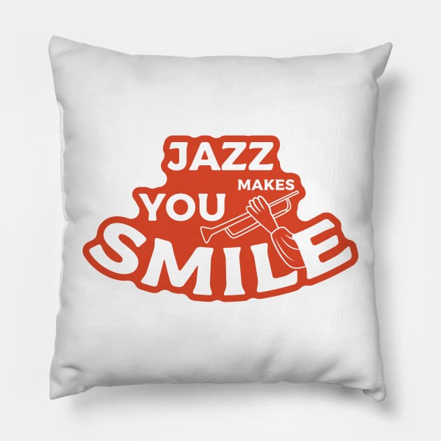 Jazz Makes You Smile Pillow by kindacoolbutnotreally