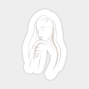 Neutral Line Art Minimalist Accented Female Figure Magnet