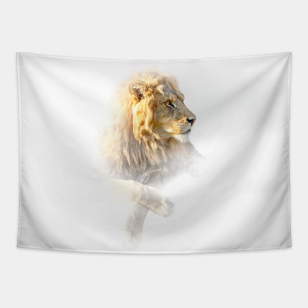 Lion Animal Wildlife Jungle Nature Safari Adventure Discovery Africa Digital Painting Tapestry by Cubebox