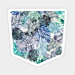 pocket- watercolor tropical monstera leaves Magnet