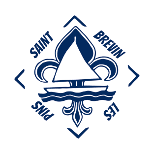 Saint Brevin les Pins in Loire Atlantique, France, Atlantic Ocean - French Seaside Resort - Navy Blue Vintage Sailor Logo - Sailing Boat with Heraldic Lily T-Shirt