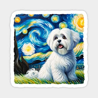 Starry Coton de Tulear Dog Portrait - Pet Portrait Magnet