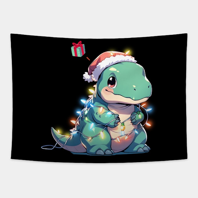 Christmas T Rex wants Presents! Tapestry by The Digital Den