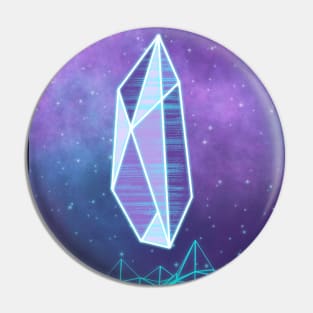 Neon Synthwave Crystal Wireframe Vaporwave Geometric Gem Pin