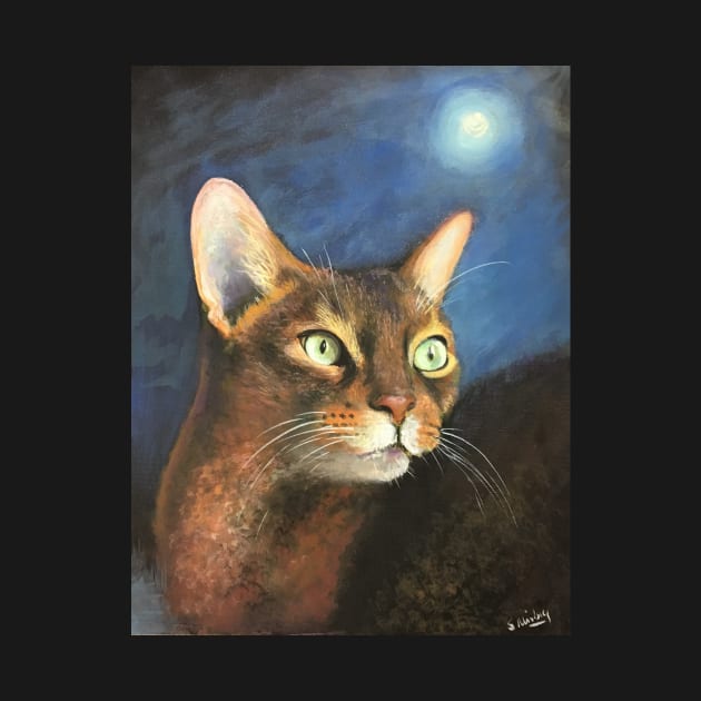 Moonstruck Absynnian cat by artdesrapides