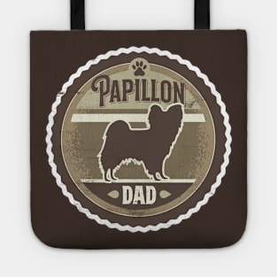 Papillon Dad - Distressed Butterfly Dog Silhouette Design Tote