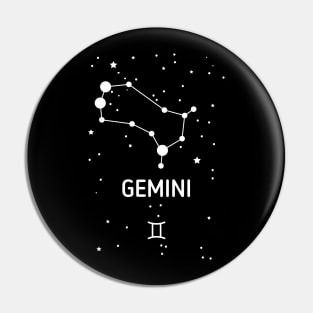 Gemini Zodiac Sign Constellation (White Print) Pin