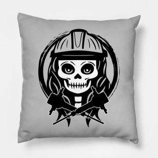 Fossicker Skull and Jackhammer Black Logo Pillow