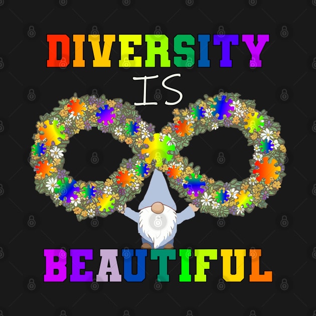 Autism Awareness Diversity Is Beautiful Neurodiversity Gnome by tamdevo1