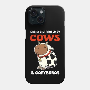 Easily Distracted by Cows and Capybaras Cartoon Phone Case