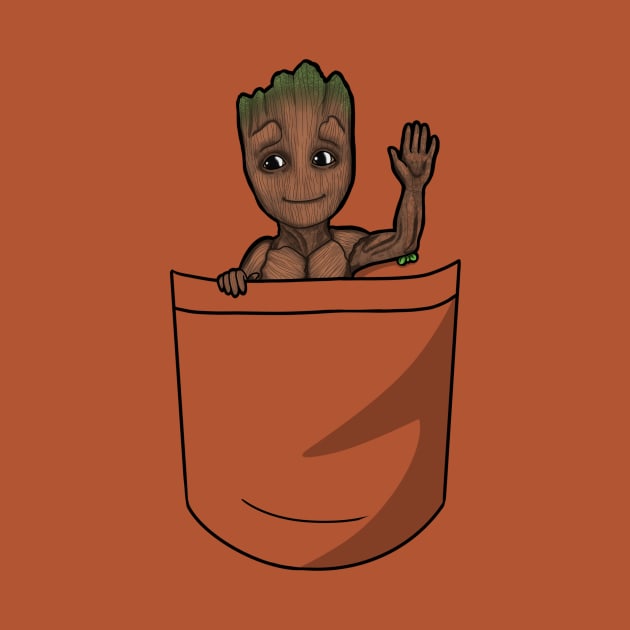 Shirt Pocket Groot by leiacat