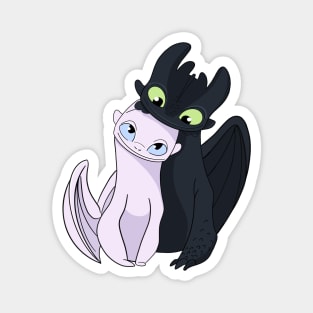 Couple dragons, toothless and light fury in love, fanart how to train your dragon Magnet