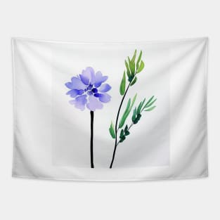 Blue Watercolor Flower Tapestry