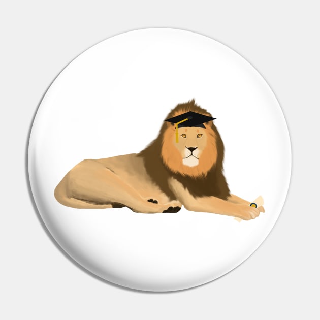 Graduation Lion Pin by College Mascot Designs